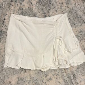 PacSun White Mini Skirt with Ruffled Tie Front